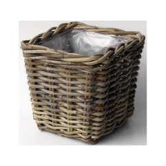 Panier rectangulaire en rotin gris antique 21 x 17 cm