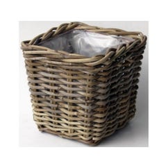 Panier rectangulaire en rotin gris antique 27 x 25 cm