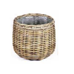 Panier rond en rotin gris antique 38cm 33 cm