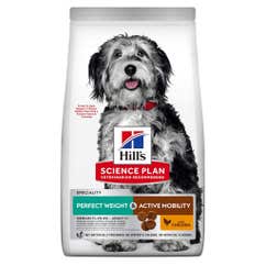 Droogvoer voor volwassen honden van middelgrote rassen Perfect Weight & Active Mobility met kip 12 kg