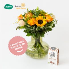 Bouquet saisonnier Fiery Flame avec vase standard & biscuits Grand