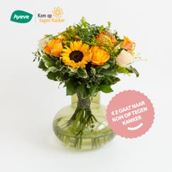 Bouquet saisonnier Fiery Flame avec vase standard Grand