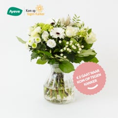 Bouquet saisonnier Warm White avec vase standard Grand